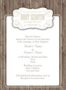 Casual Wedding Invitation from 123Print - Boot Scootin Hoedown