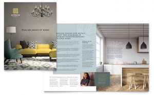 The interior of a nice apartment is featured on this brochure template.