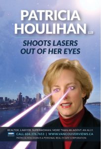 A real estate ad where a woman is shooting laser beams out of her eyes.
