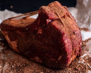 Rib roast dusted in spices.