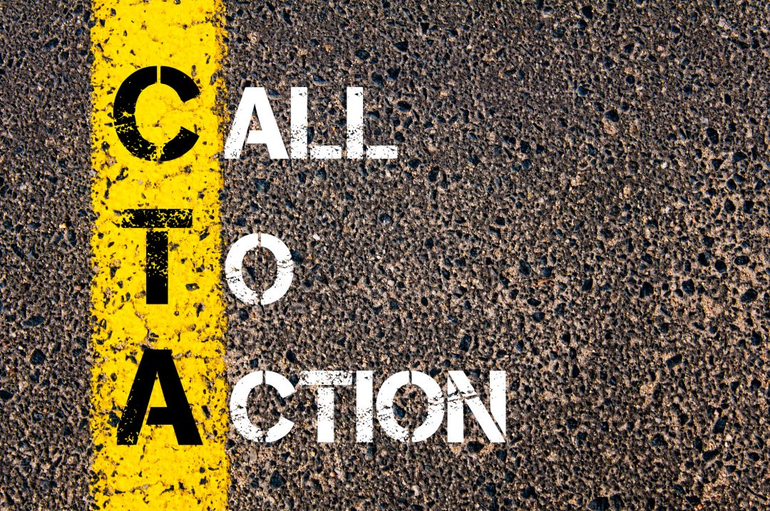 Yellow paint line on the road against asphalt background. with the words 'Call to Action.'