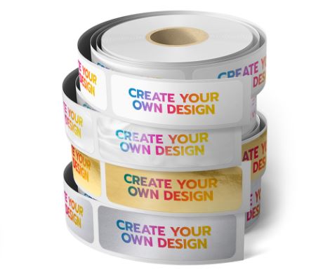 Labels with create your own written on them in colorful letters.