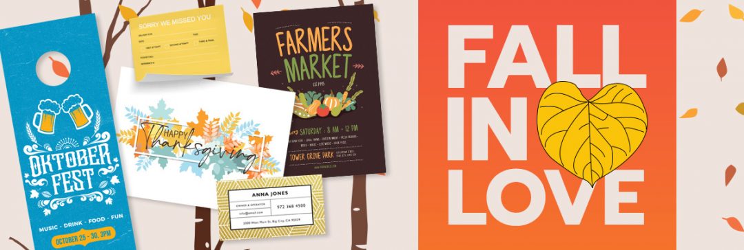 Colorful fall marketing materials from 123Print.